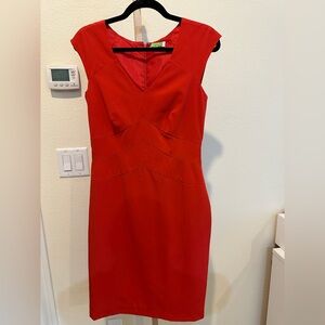 Calvin Klein Red/Orange Midi Office or Work Wear Dress Sz 6